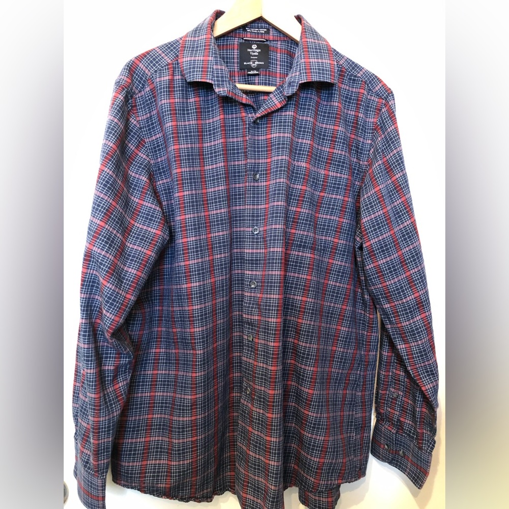 Black Brown 1856 plaid button down  size XL